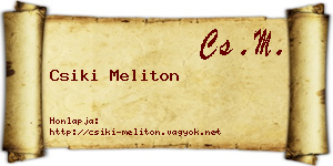 Csiki Meliton névjegykártya